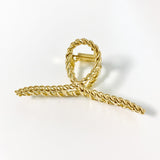 Metal Braided Twist Curved Hair Claw Clip - Gold