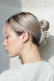 Metal Braided Twist Curved Hair Claw Clip - Matte Silver