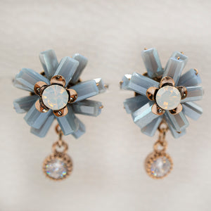 Aster Flower Dangle Bead Stud Earrings