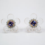 Casper Daisy Rhinestone Petal Flower Stud Earrings