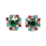 Diana Square Gem Stud Earrings