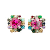 Diana Square Gem Stud Earrings