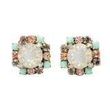 Diana Square Gem Stud Earrings