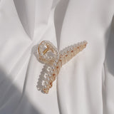 Pearl Twist Curved Hair Claw Clip - Champagne Pearl