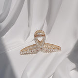 Pearl Twist Curved Hair Claw Clip - Champagne Pearl