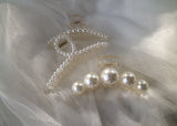 Pearl Twist Curved Hair Claw Clip - Champagne Pearl