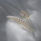 Pearl Curved Barret Hair Claw Clip - Champagne Pearl