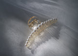 Pearl Curved Barret Hair Claw Clip - Champagne Pearl