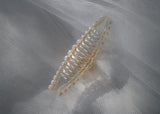 Pearl Curved Barret Hair Claw Clip - Champagne Pearl