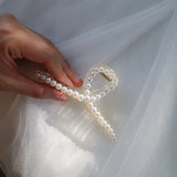 Pearl Twist Curved Hair Claw Clip - Champagne Pearl