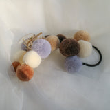 Pom Poms Fuzzy Curved Crescnet Hair Claw Clips - Warm Neutrals