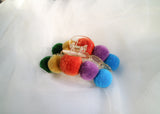 Pom Poms Fuzzy Curved Crescnet Hair Claw Clips - Solid Rainbow