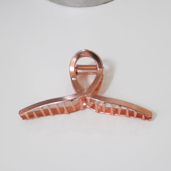 Metal Twist Curved Hair Claw Clip - Rose Gold