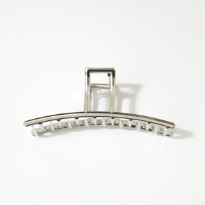 JUMBO Metal Curved Bar Hair Claw Clip - Silver