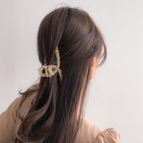 Twist Curved Gold Chain Hair Claw Clip - Clear