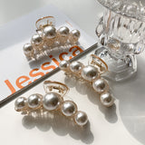 Pearl Large Curved Hair Claw Clip - Champagne Pearl