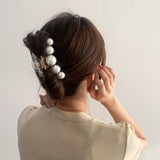 Pearl Large Curved Hair Claw Clip - Champagne Pearl