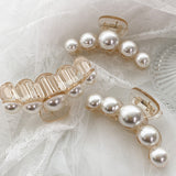 Pearl Large Curved Hair Claw Clip - Champagne Pearl