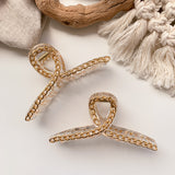 Twist Curved Gold Chain Hair Claw Clip - Clear