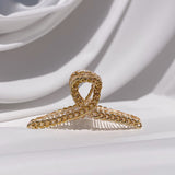 Twist Curved Gold Chain Hair Claw Clip - Clear