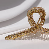 Twist Curved Gold Chain Hair Claw Clip - Clear