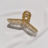 Twist Curved Gold Chain Hair Claw Clip - Clear