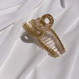 Twist Curved Gold Chain Hair Claw Clip - Clear