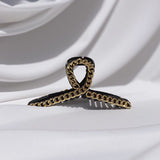 Twist Curved Gold Chain Hair Claw Clip - Black