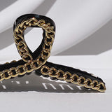 Twist Curved Gold Chain Hair Claw Clip - Black