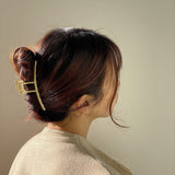 JUMBO Metal Curved Bar Hair Claw Clip - Matte Gold