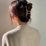 JUMBO Metal Curved Bar Hair Claw Clip - Matte Gold