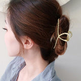 Metal Braided Twist Curved Hair Claw Clip - Gold