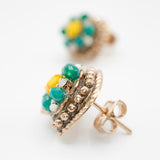 Lexi Bead Square Flower Stud Earrings