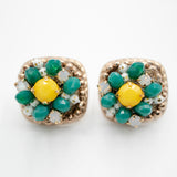 Lexi Bead Square Flower Stud Earrings