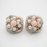 Lexi Bead Square Flower Stud Earrings