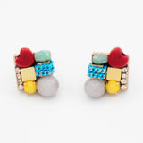 Mia Square Collage Combination Stud Earrings