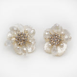 Winter Blossom Pearl Flower Stud Earrings