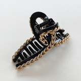 Twist Curved Gold Chain Hair Claw Clip - Black