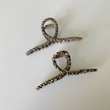 Metal Braided Twist Curved Hair Claw Clip - Leopard Print