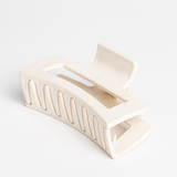 Block Open Rectangle Geometric Hollow Open Hair Claw Clip - Ivory