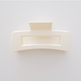 Block Open Rectangle Geometric Hollow Open Hair Claw Clip - Ivory