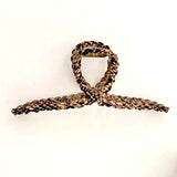 Metal Braided Twist Curved Hair Claw Clip - Python Print