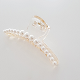 Pearl Curved Barret Hair Claw Clip - Champagne Pearl