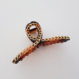 Twist Curved Gold Chain Hair Claw Clip - Tortoise Brown