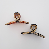 Twist Curved Gold Chain Hair Claw Clip - Tortoise Brown